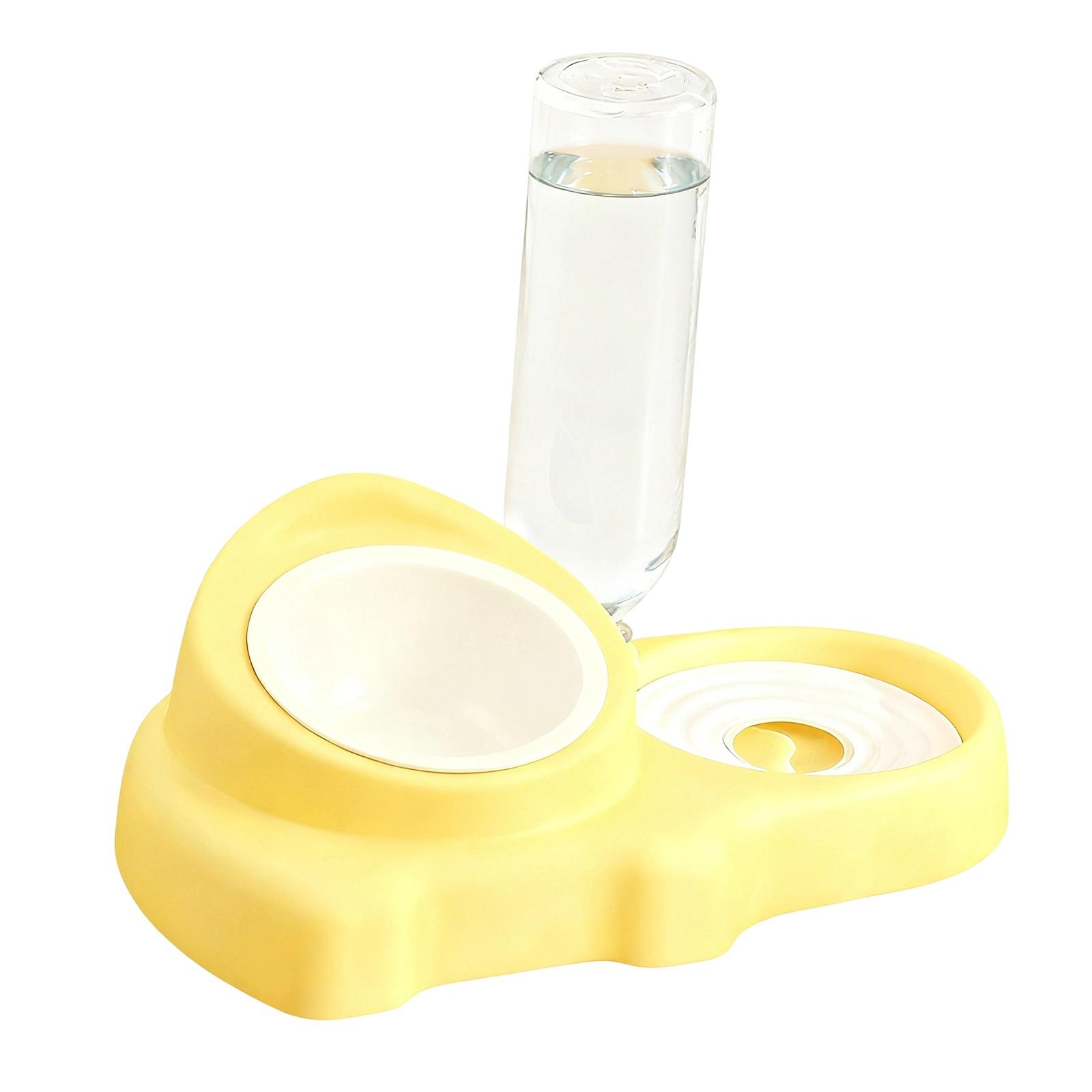 

Dog Bowls, Food and Water Bowl Set with Water Dispenser and Stainless Steel Bowl for s and Small Dogs - Yellow One Size жёлтый