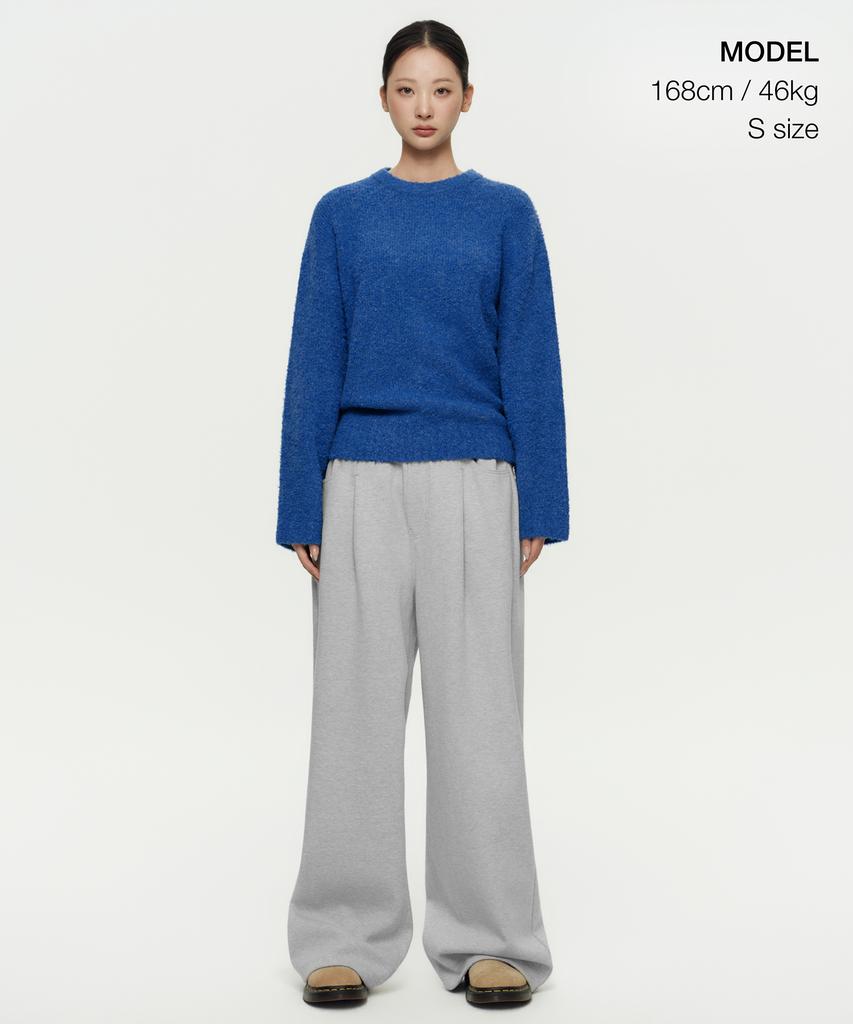 MUSINSA STANDARD WOMAN Women'S Boucle Relaxed Crew Neck Knit [Blue]