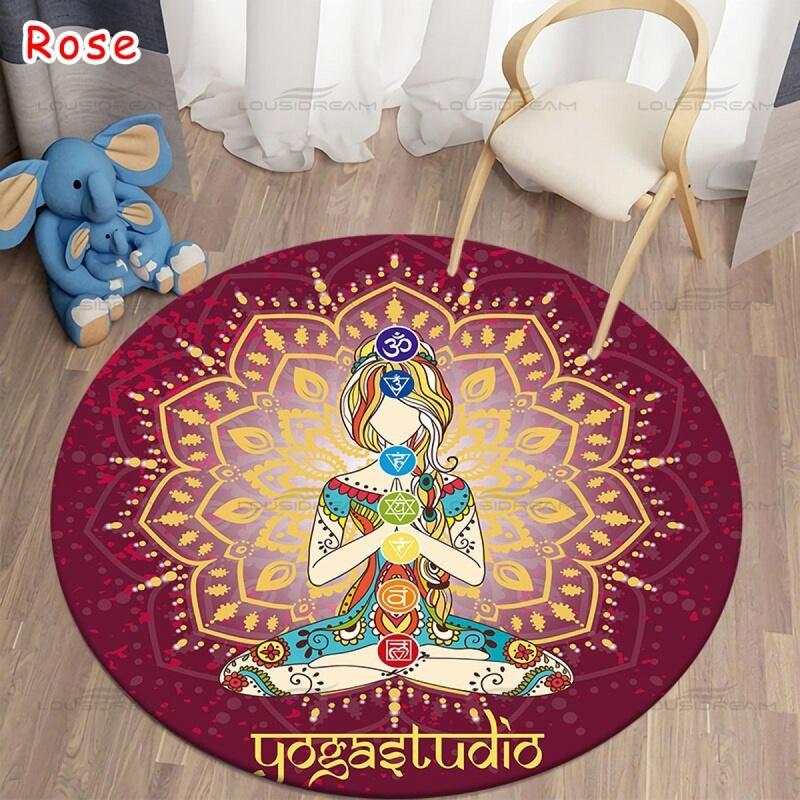 Runder Meditations-Chakra-Muster-Teppich Yoga-Praxisbereich Teppich Innenbereich Heimdekoration Fußmatte