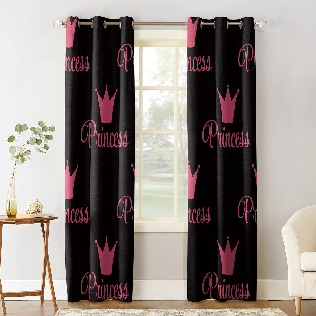 Home Curtain Pink Crown Princess Bedroom Kitchen Curtains Living Room Decoration Items Window Curtains for Living Room