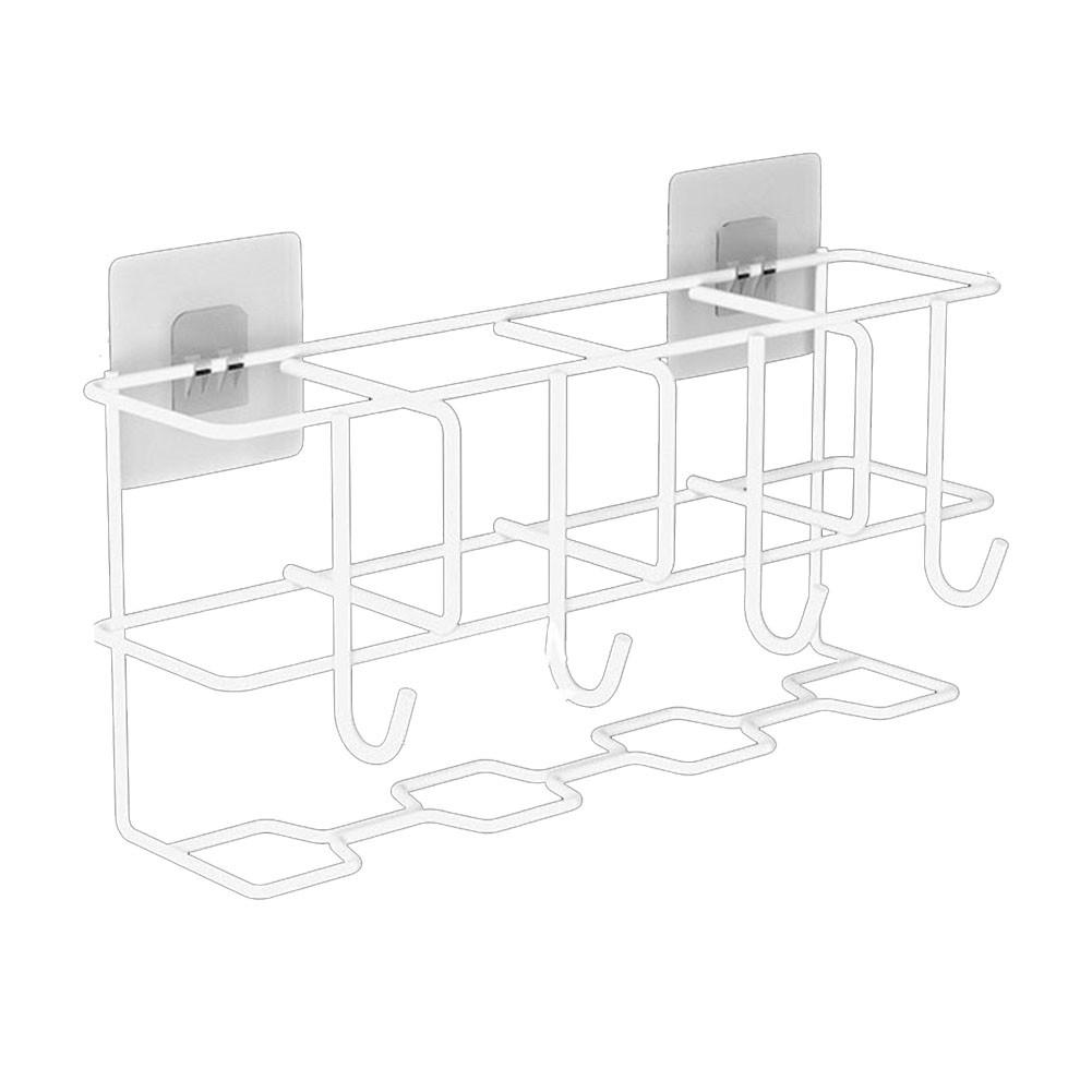 Sleek Design Wall Mounted Organizer Accommodates Multiple Umbrellas White