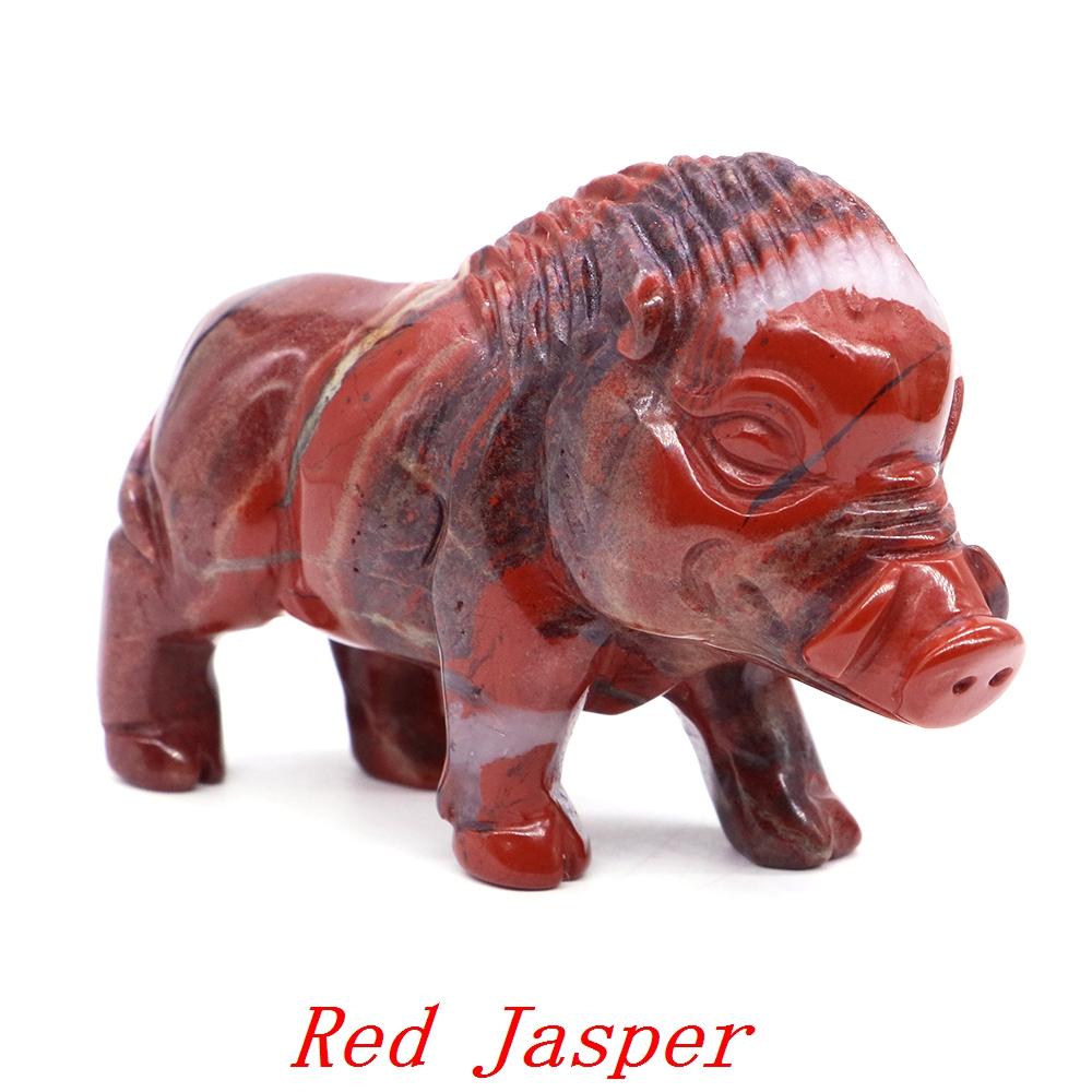 Wild Boar Statue With Natural Crystals Hand Carved Healing Animal Figurine Reiki Gemstone Craft Home Decoration Gem Gifts 2.8 In