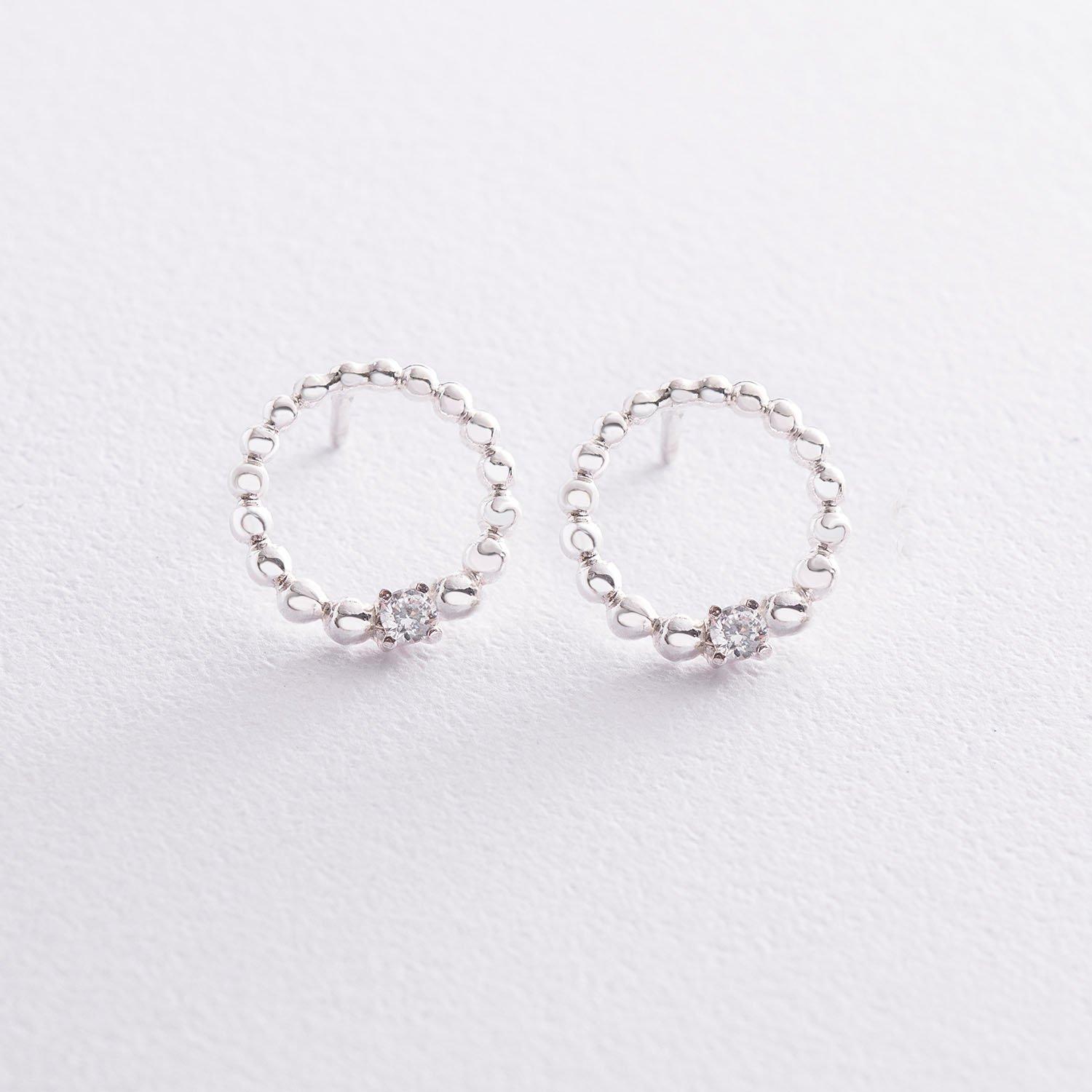 

Сережки - пусети Гармонія у сріблі (фіаніт) Oniks срібний