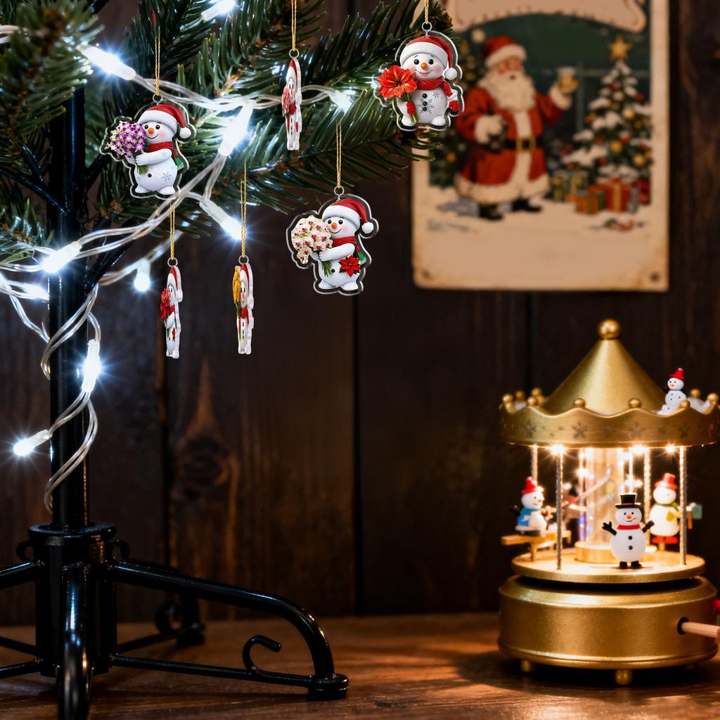 Christmas Advent Calendar, 24 Day Advent Calendar, Includes Snowmen And Santa Hats, Multi-functional Christmas Ornaments, 2D Hanging Gift.