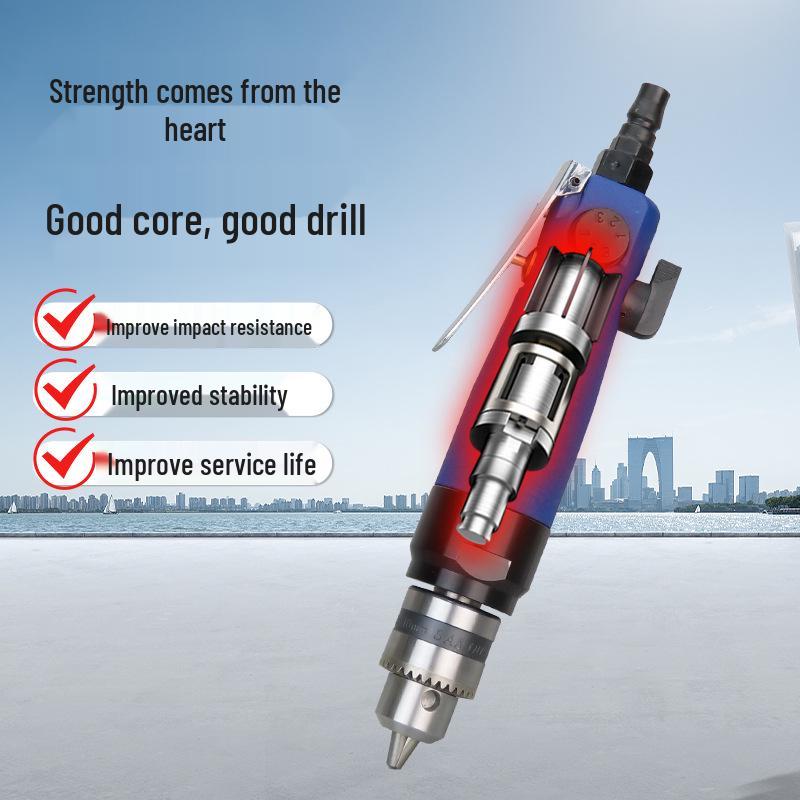 Gaobao 3/8" Industrial Pneumatic Drill, Forward/Reverse, 10mm Variable Speed, Straight Shank