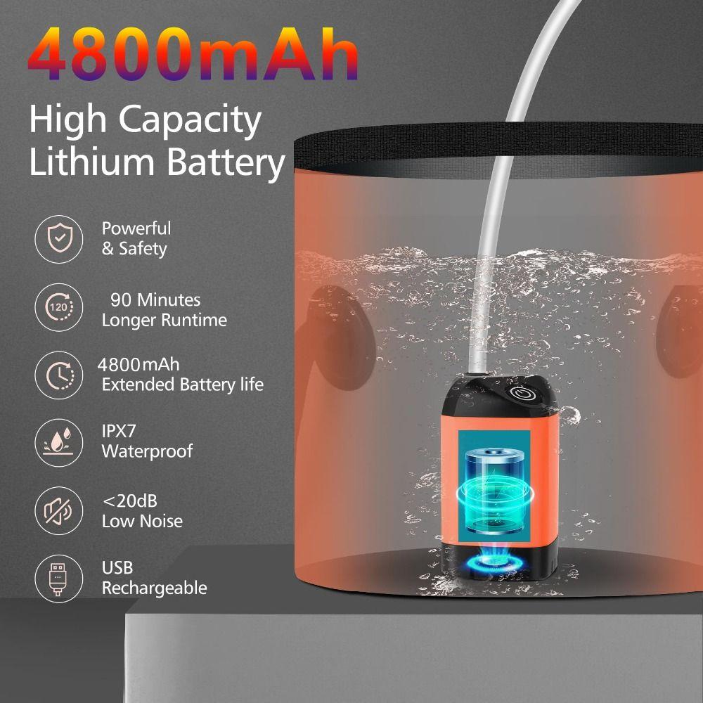 Temperature & Battery Digital Display Portable Camping Shower  Hiking Travel Beach