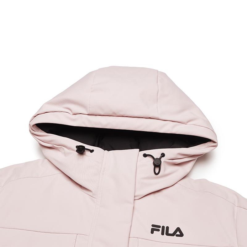 Fila Original Warm Fashion Long Hooded Parka Down Jacket Women Outerwear Smoky-Purple Lotus-Pink F11W449911FPK