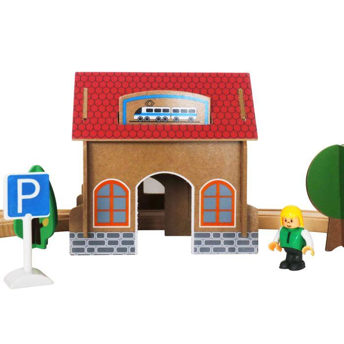 Wooden Train Set - GINGER HOME - 88 Pieces - Electric Locomotive - Educational Toy