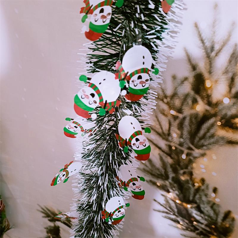 Christmas Dark Green White Edge Tinsel with Feather Strip and Madder Encryption