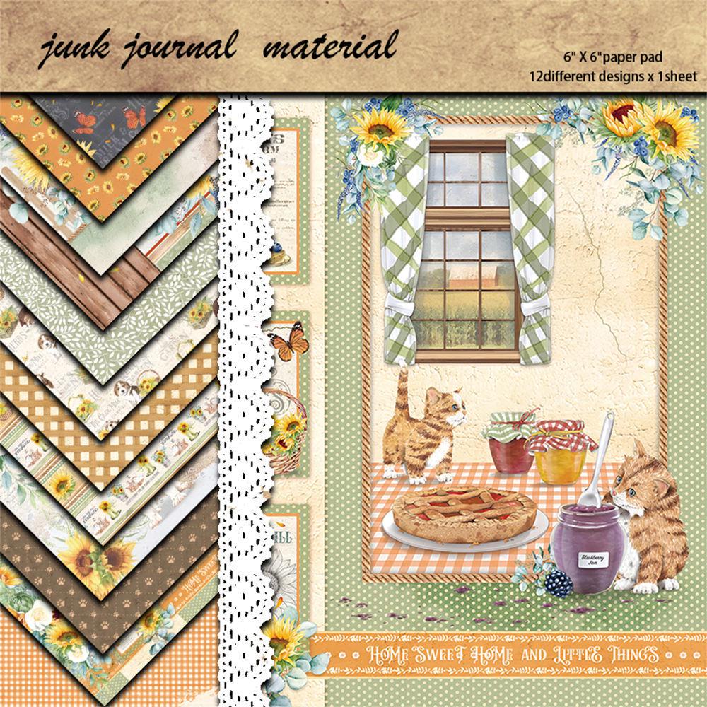 12 Листов Ретро Фермерский Садовый Журнал Коллажная Бумага и Наклейки для DIY