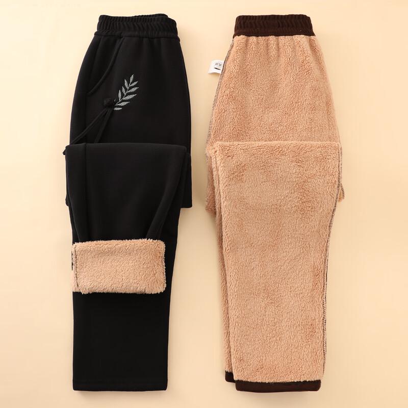Elderly Women's Fleece-Lined Straight-Leg Casual Pants