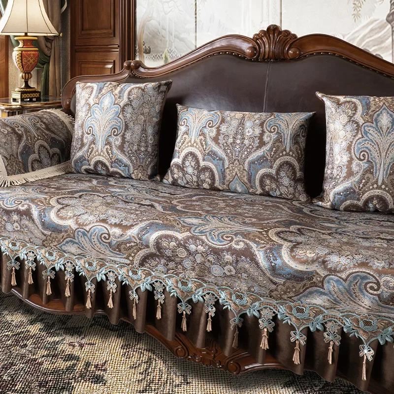 Home Decoration Sofa Cover Living Room Sofa Cushion Armchair Seat Cover Luxury Slipcover Non-Slip Jacquard Sofa Protective Cover Mat