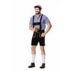 Men's Oktoberfest Outfit: Plaid Shirt, Denim Overalls, and Hat