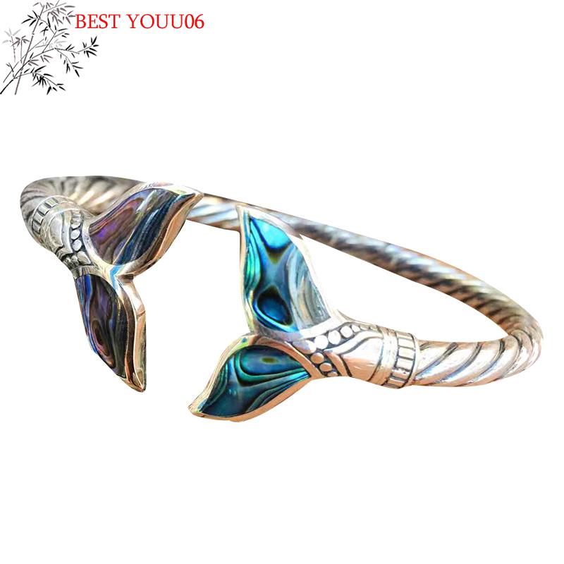 Bracciale a Bangle Colorato Sirena Til per Donne Uomini Retro Regolabile Bracciale per Coppia Hip Hop Punk Festa Regalo di Anniversario