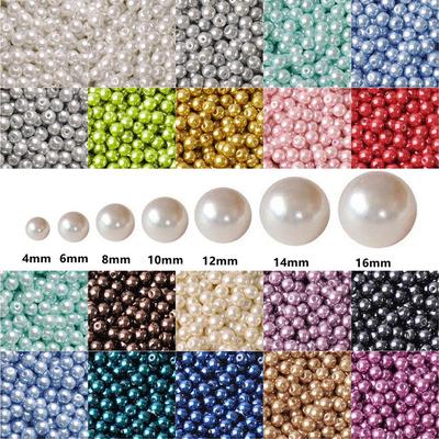 20~200 Stück Runde Form 4mm 6mm 8mm 10mm 12mm 14mm 16mm Los Farben Perl beschichtetes Glas Lose Spacer-Perlen für DIY Handwerk Schmuckherstellungszubehör