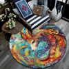 Abstract Goat and Lion Round Area Rug,Carpet Rug for Living Room Bedroom Sofa Playroom Decor,Non-slip Floor Mat