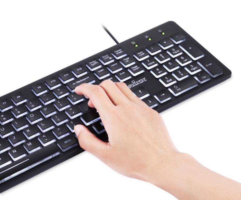 Perixx PERIBOARD-317 Wired Keyboard, Backlit, Black