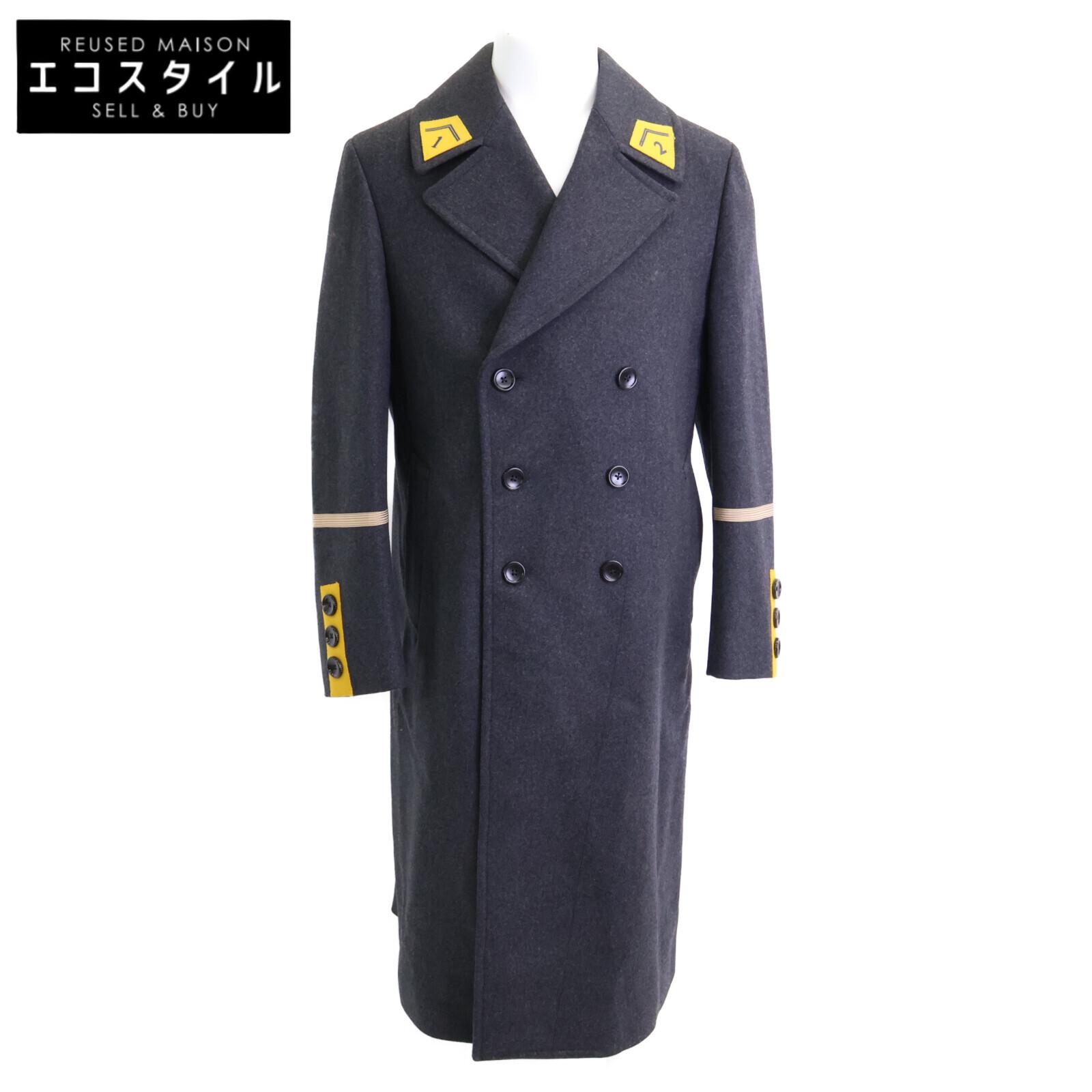 

GUCCI [Excellent Condition/Domestically Authorized] 464454 Wool x Cashmere Paisley Lining Chesterfield coat 52R Charcoal grayUsed