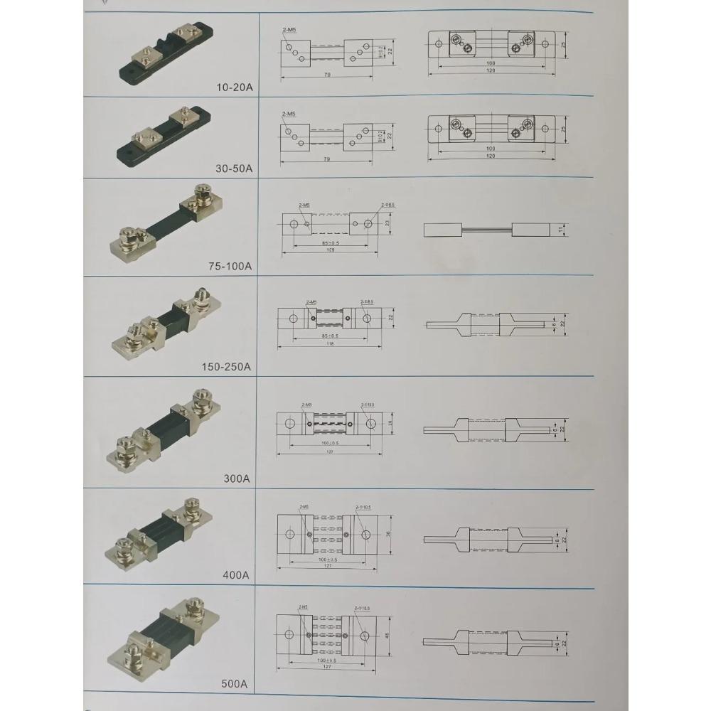 1Pcs Grade A FL-2 Shunt 60A 75A 100A 150A 200A 250A 300A 400A 500A 75mV Welding Machine Brass Resistor DC Shunts