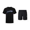 Letter Print Pullover Comfortable Round Neck Short Sleeve T-Shirt Versatile Quick-Dry Shorts Casual Sports Set Unisex Sets AHSV611-1+AKSU789-3