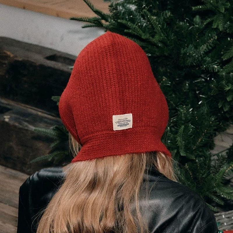 1Pc Wool Warm Knitted Winter Ear Protection Retro Cotton Blends Balaclava Hat Scarf