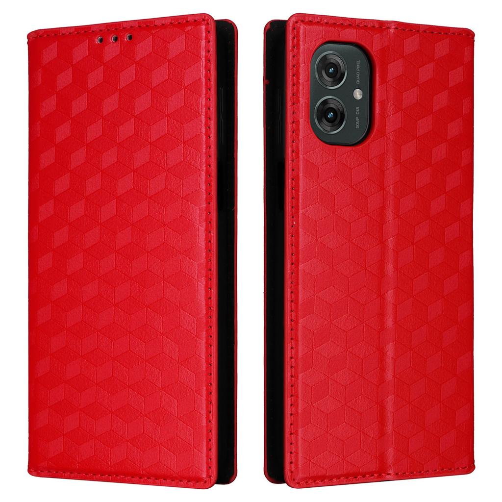 For Motorola Moto G55 5G Wallet Case Rhombus Imprinted Leather Phone Cover