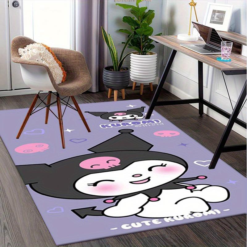 1pc Sanrio Kuromi Mermaid Printed Office Carpet Rectangle Rug Under The Table,Perfect Room Decor for Living Room, Bedroom, Kitchen, Non-slip Floor Mat