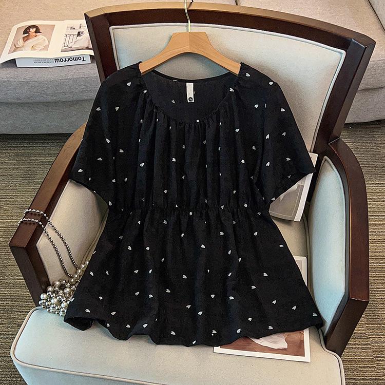 

2026 Plus Size Women s Heart Pattern Casual Top - Stylish & Versatile for Everyday Wear 4XL (for 140-160 jin) чорний