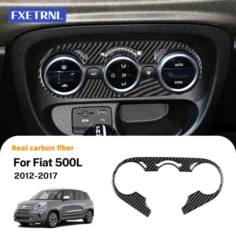 For Fiat 500L 2012 2013 2014 2015 2016 2017 LHD RHD Real Soft Carbon Fiber Car Central Control AC Inner Outer Frame Trim Sticker.