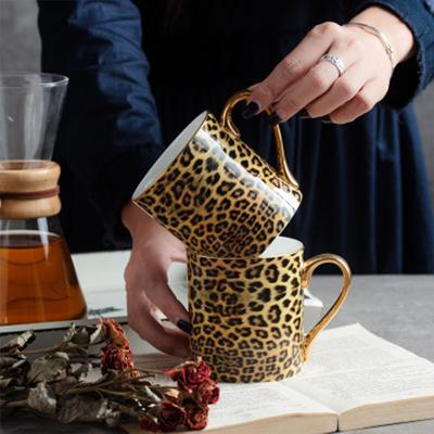 Kubki ceramiczne osobowość lampart print kubek damski porcelanowe kubki do kawy do domu naczynia kuchenne prezent urodzinowy dekoracja domu