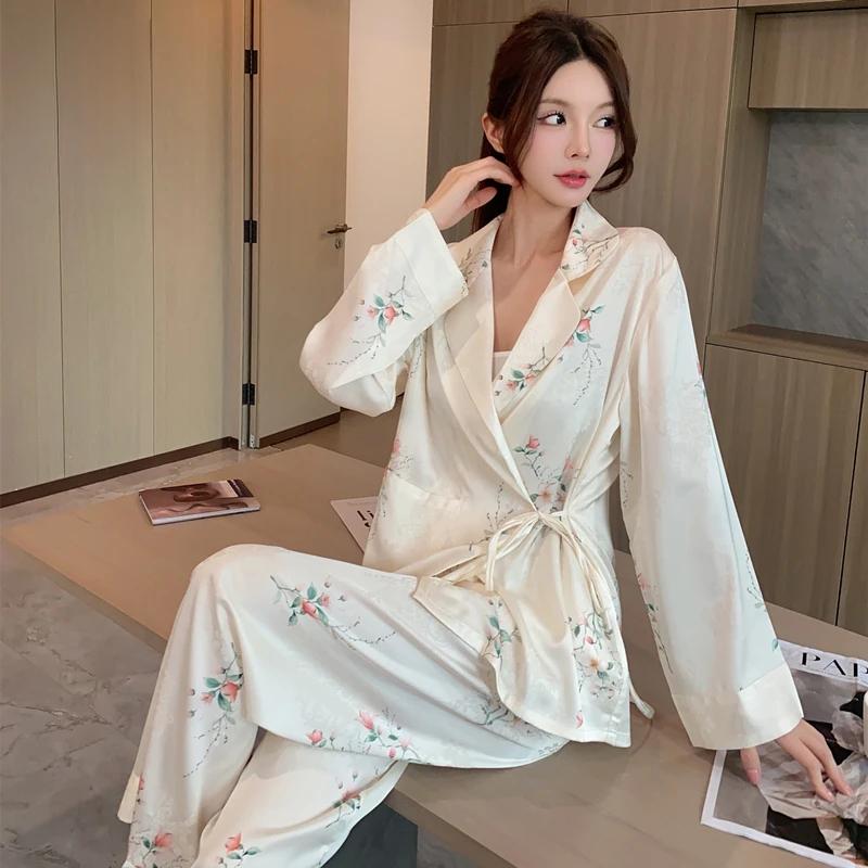 New Arrival Pajamas Women's Spring AutumnLong-Sleeved Trousers High-Style Women'sOutfit Home Clothes