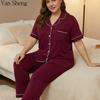 Set Pigiama da Donna, Cardigan Bottonato Manica Corta Taglie Forti in Modal Loungewear Con Tasche Abbigliamento da Casa Estivo
