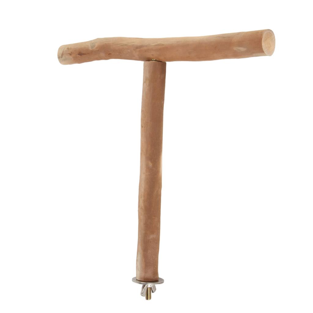 T Shaped Wood Bird Perch Fun Paw Grinding Chewing Exercising Relieve Boredom Wooden Parrot Stand