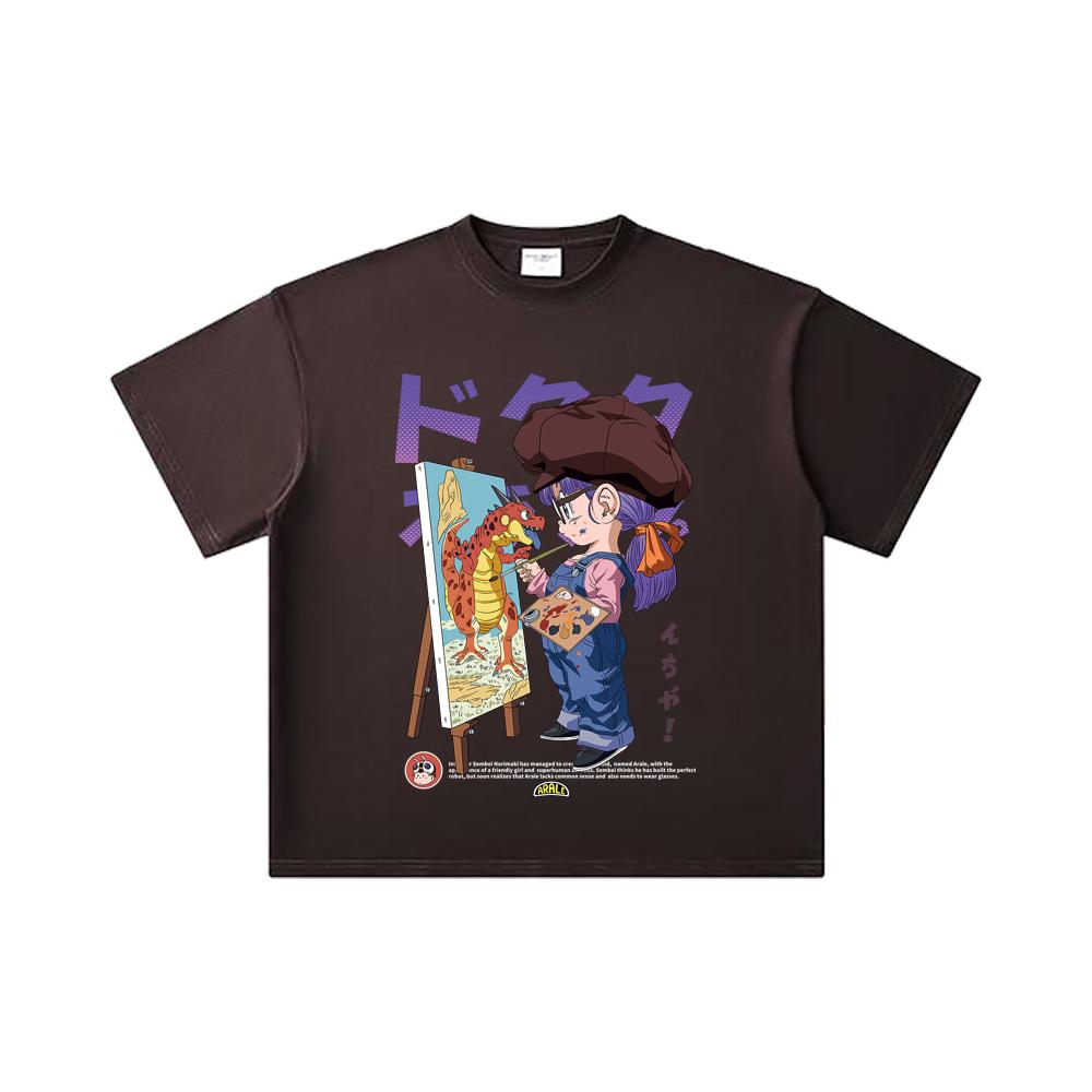 260 GSM Double Yarn 32 Count 100% Cotton Dragon Ball V10 Arale Print Unisex Heavy Cotton T Shirt