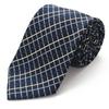 [Michiko London] Brand Necktie, Made In Japan, Nishijin-ori Silk, 100% Jacquard Weave, Check Pattern (Pattern D: Navy)