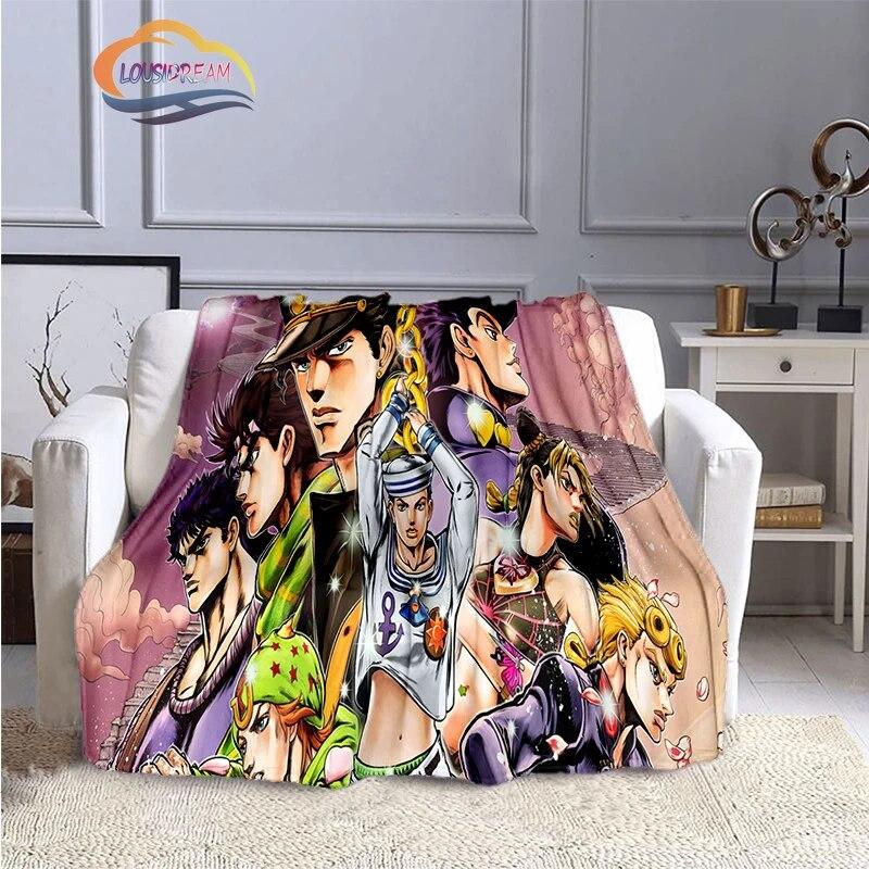 Karikatura JoJo's Bizarre Adventure Stone Ocean Deka Měkký fleece Throw Lehká All Seasons Teplá pro gaučovou přikrývku