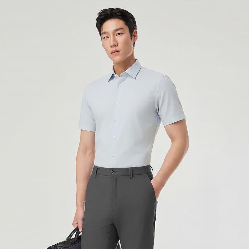 YOUNGOR Men's Wrinkle-Resistant Short-Sleeve Shirt VSTP114773SBA