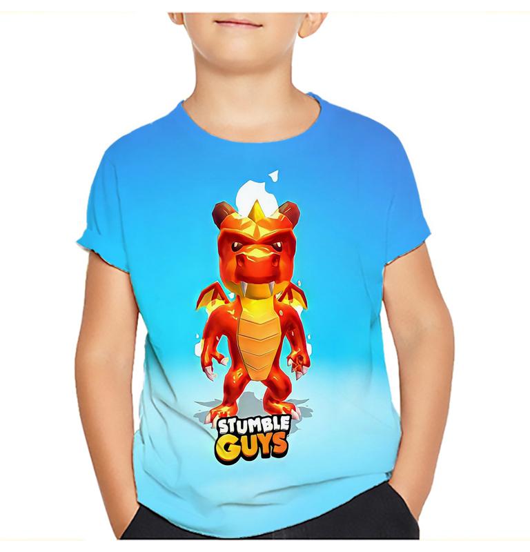 Çocuklar Stumble Erkekler Tişörtleri Stumble Oyunu Karikatür 3D Baskı Kısa Kollu Erkek/Kız O-Yaka Moda Tişört Erkek Çocuk Tişörtleri Üstler Giyim