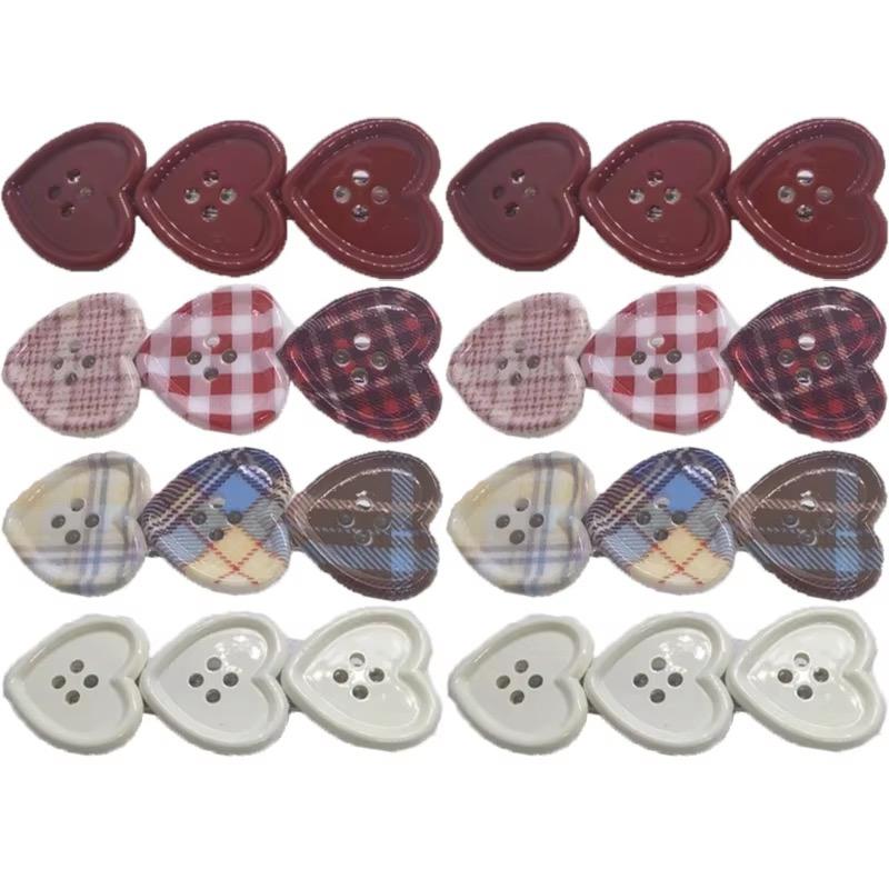 Süße Karomuster Liebe Knopf Haarspange Seitenpony Girly Niedlich Entenschnabel-Clip Haaraccessoires