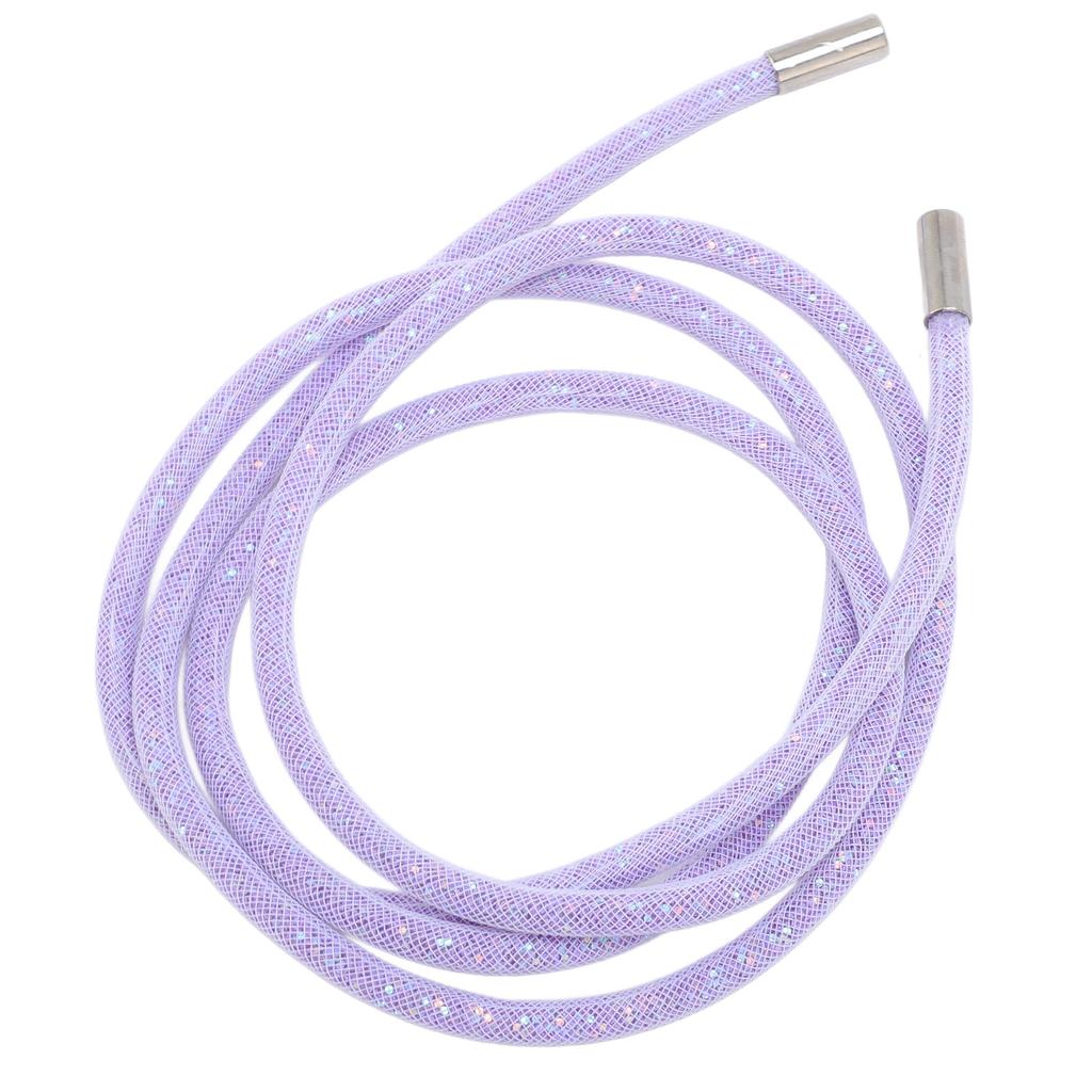 Glitter Drawstring Cord White Mesh Shiny Sequin Round String for Hoodie Clothing Shoe Sweatpants 138cm