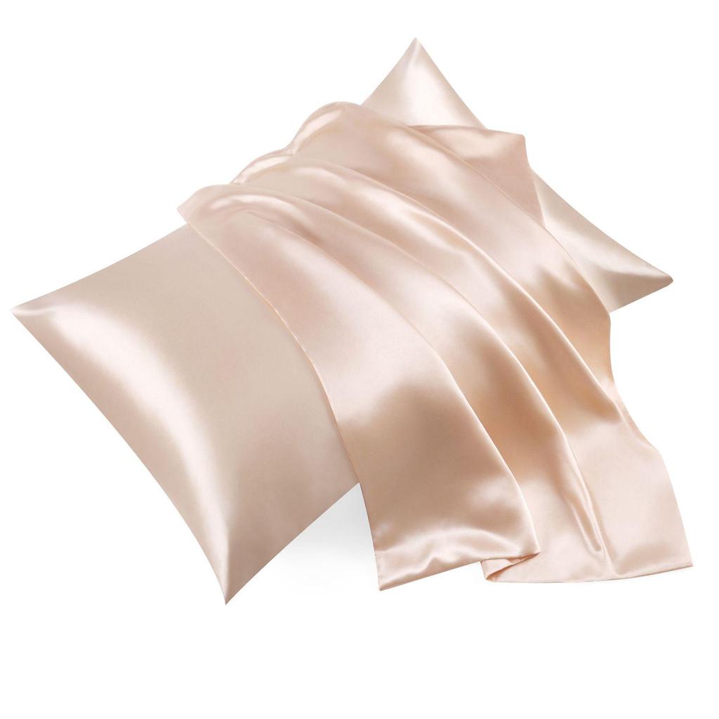 Solid Color Ice Silk Satin Zipper Pillowcase