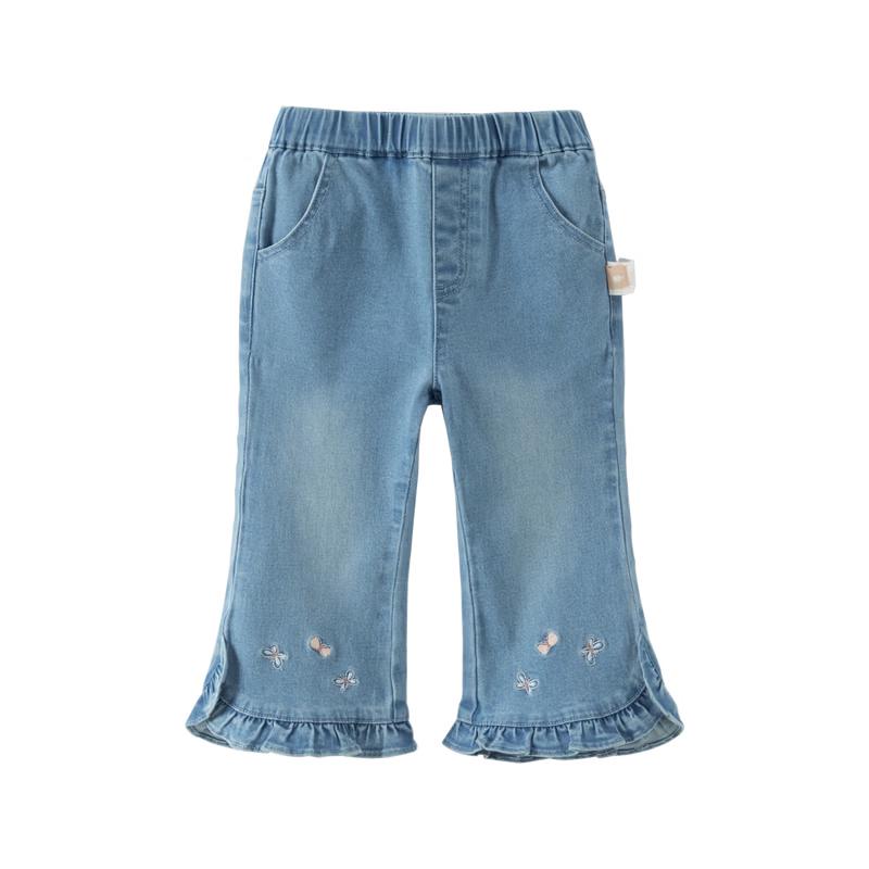 DAVE&BELLA Girls' Ruffle Trim Flare Denim Jeans