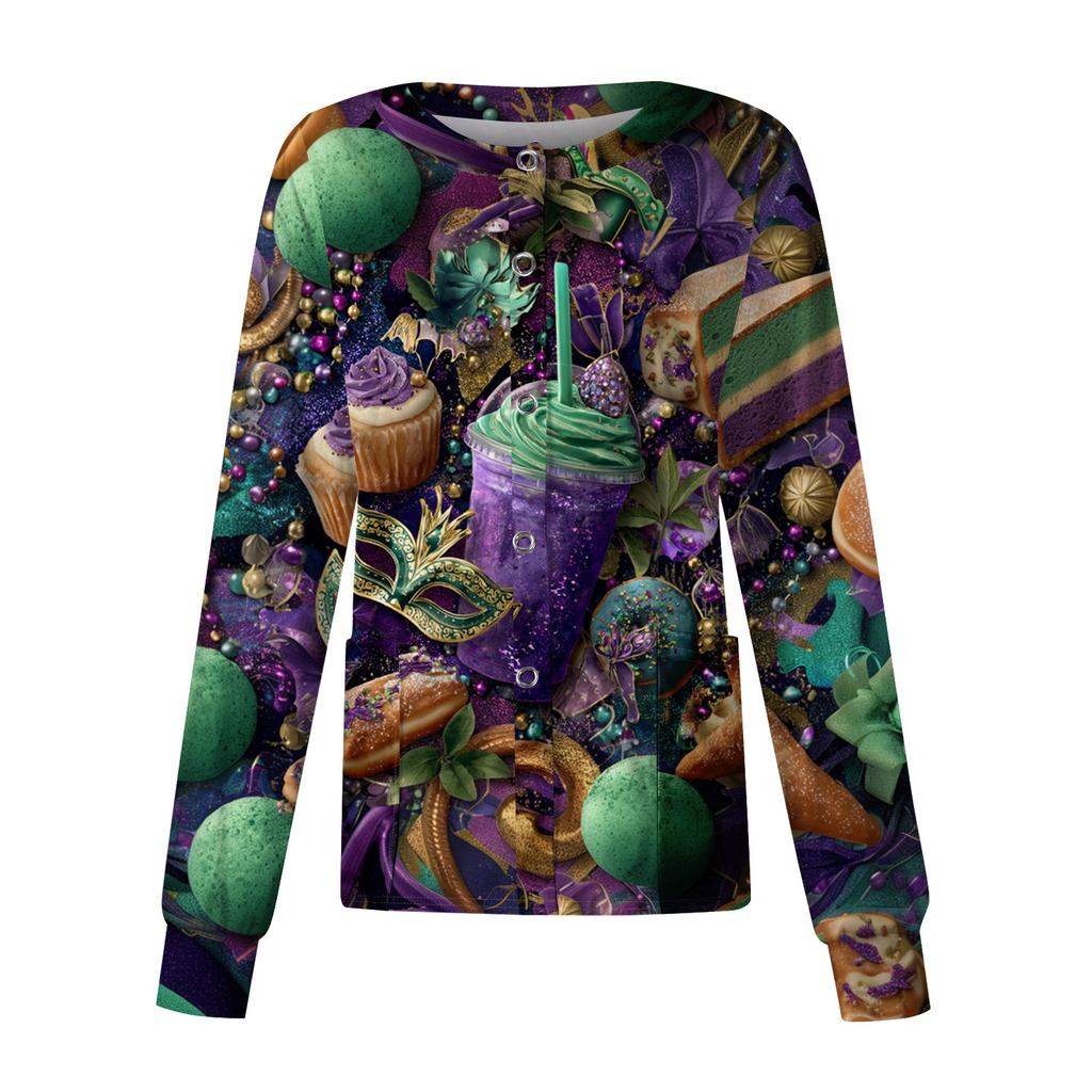 Women's Casual Long Sleeve Single Breasted Printed Dry- Top