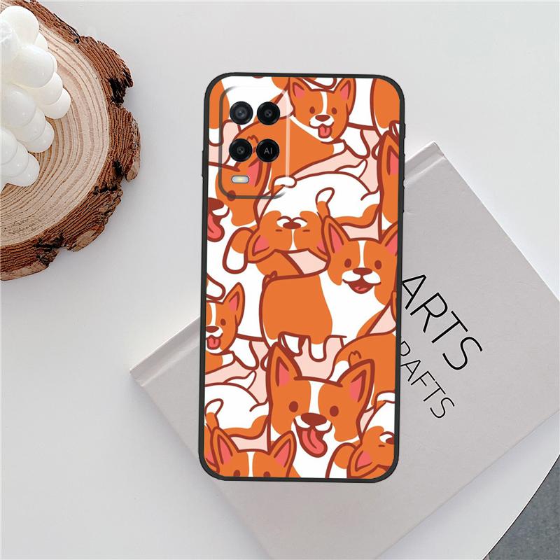 Cartoon Corgi Case For Oppo A60 A74 A94 A54 A18 A38 A58 A78 A98 A40 A80 A16 A76 A96 A15 A57S A17 A77 Cover