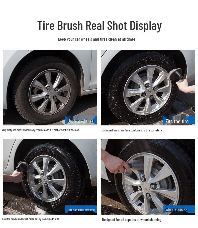 Ultra-Fine Fiber Long Handle Tire Brush for Car Cleaning