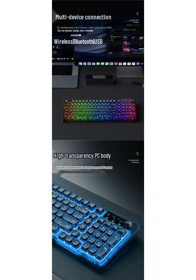 Z99 Transparent Crystal Wireless Bluetooth Keyboard and Mouse Set - Mechanical and Stylish for Girls' Office Use