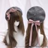 Wool Blend Beret Hat Ribbon Bowknot Lolita Cosplay Cap Sweet French Artist Hat for Girls