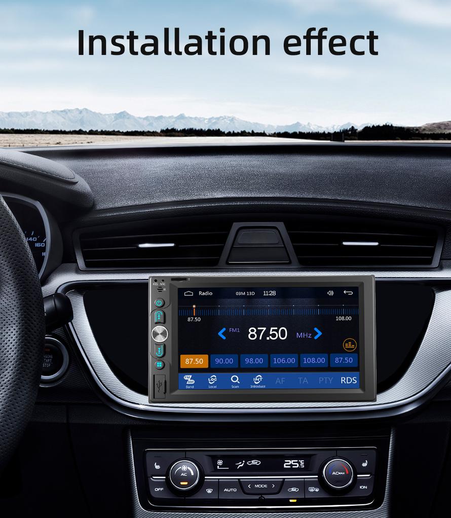 BQCC 2 Din 6.2" Car MP5 Player Colorful Lights RDS Function USB Charging BT Wired Android AUTO/CarPlay FM Radio Mirrorlink 6200