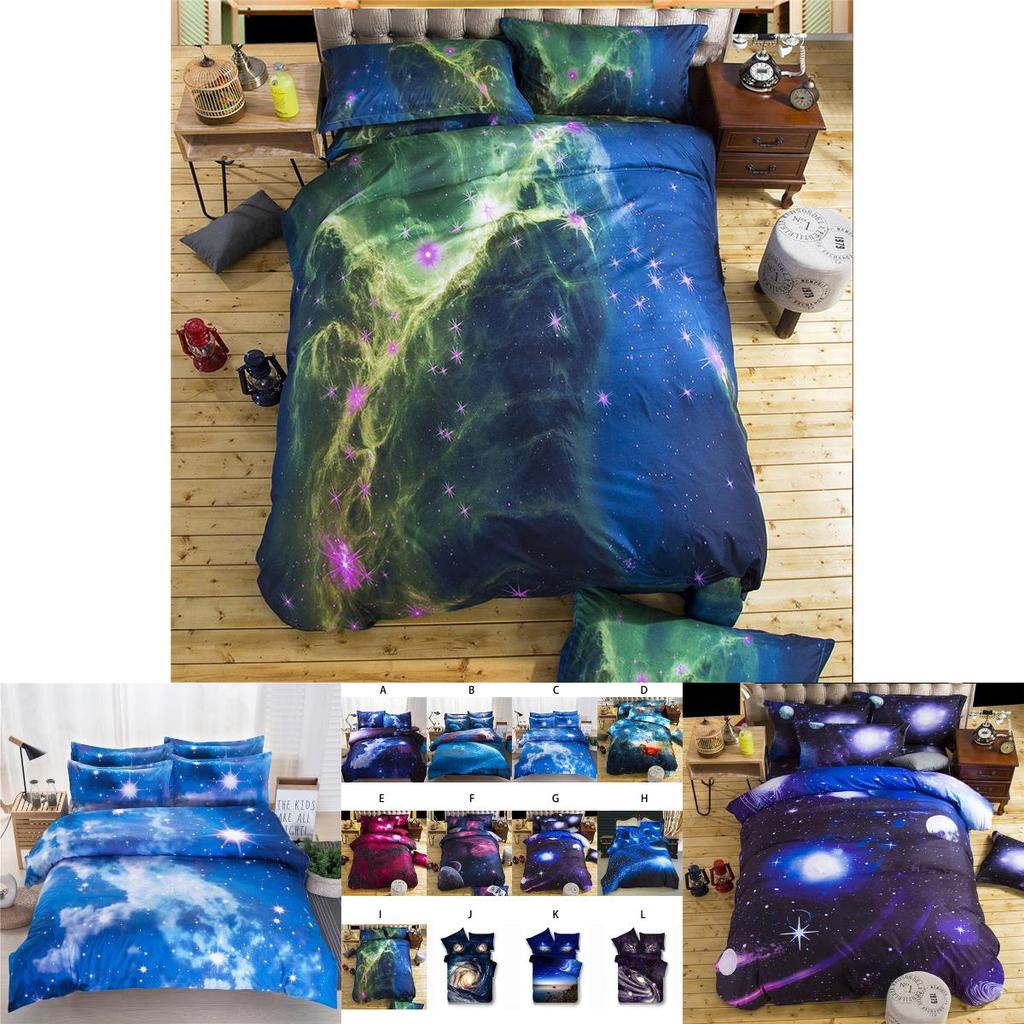 3d Galaxy Duvet Cover Bedding Set Featuring Retactive Printing Blue Red For All Sizes