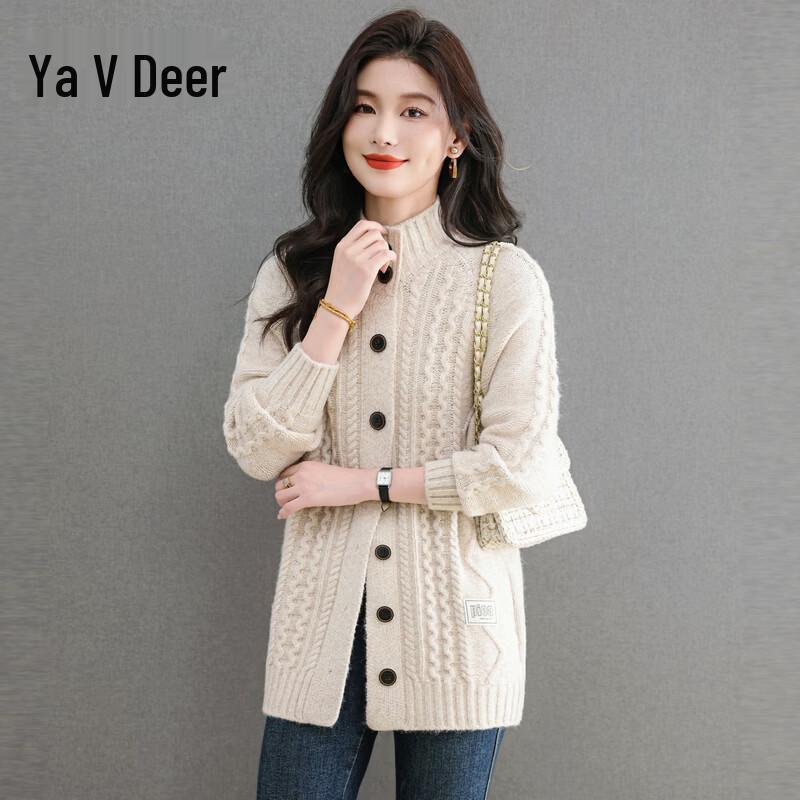 Yalu American Old Money Style Mid-Length Cardigan Sweater